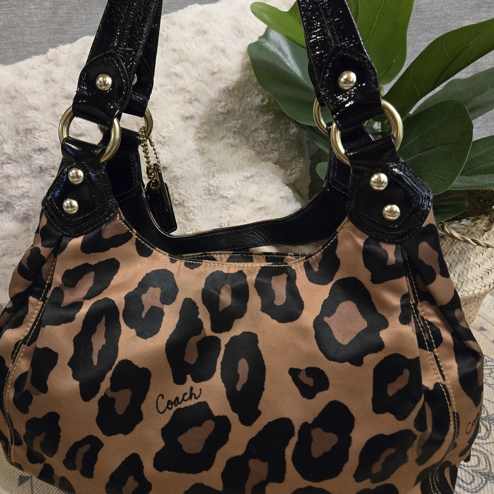 Coach Leopard Print Shoulder Bag in Brown and Black - Picture 2 of 8